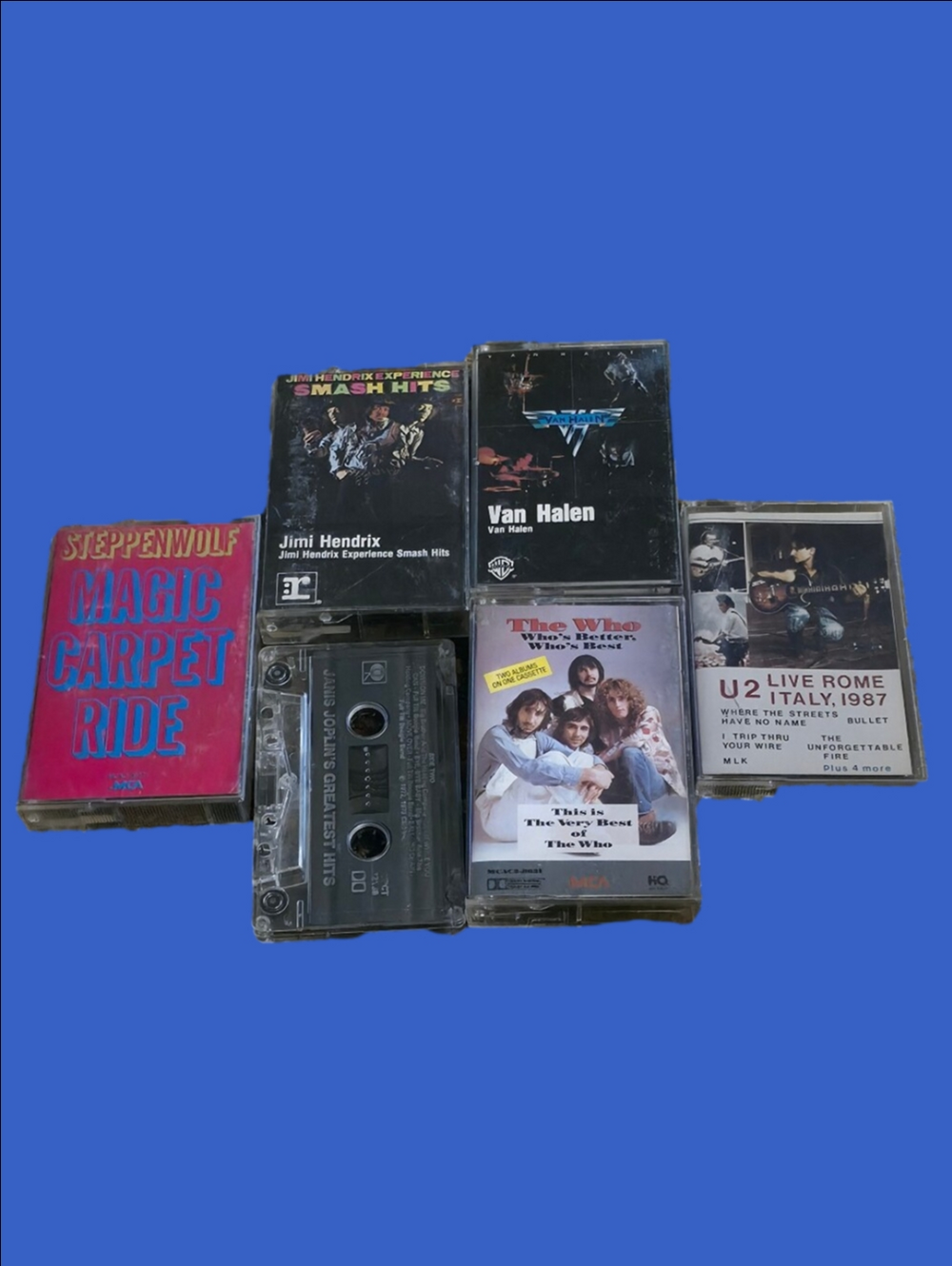 4/$97 Deal! Mixed Rock Cassette Tape Lot with Jimi Hendrix, Van Halen, The Who